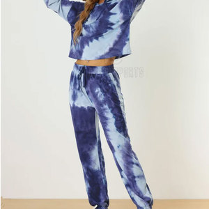 Women Tie Dye Hooded <b>Tracksuit</b> Full Sleeve Loose Fit Casual Jogger Set With Side Pockets Drawstring Waist Autumn Wear - Product Image 4
