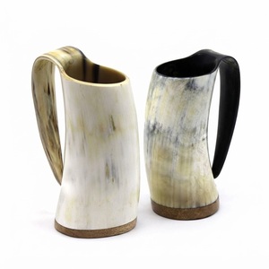 Chope à bière médiévale artisanale en corne de buffle polie, écologique, vente en gros - Product Image 3