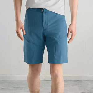 Shorts cargo pour homme en polyester/coton à séchage rapide, bleu uni, avec poches, taille mi-haute, style décontracté, taille élastique avec cordon de serrage - Product Image 4