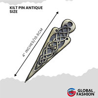 2026 Traditional New Kilt Pin Accessory Celtie Knot Scottish Brass Color Antique/Chrome Finish Size 4"