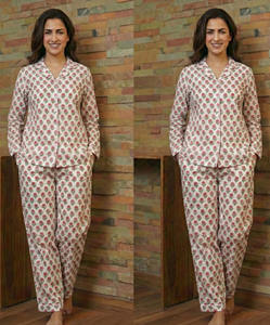 Handcrafted Cotton Block Print Pajama Set <b>for</b> <b>Women</b> Night Lounge Wear Manufacturer India - Product Image 2