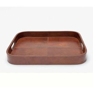 Bandeja rectangular de cuero Bandeja de vino de té de frutas Bandeja de servicio de cuero para decoración de sala de estar - Product Image 6