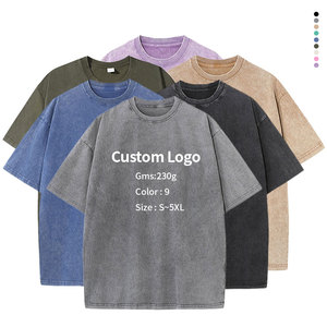 Camiseta de Algodón de Primera Calidad con Lavado Ácido, 250GSM, Estilo Retro, Impresión Digital Mineral, Talla Grande, Vintage - Product Image 3