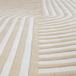 Tapis de luxe tufté à la main en laine de Nouvelle-Zélande, forme irrégulière, style moderne minimaliste linéaire, sur mesure, fabrication artisanale - Product Image 2