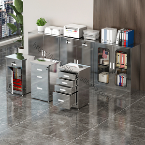 Armoire de classement en acier inoxydable, armoire de rangement de bureau en métal, 4 tiroirs, serrure à clé, étagère réglable, durable, résistant à la rouille - Product Image 3