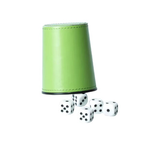 Gobelet à dés en PU vert avec 5 dés blancs, ensemble de jeu classique pour adultes, design moulé durable - Product Image 1