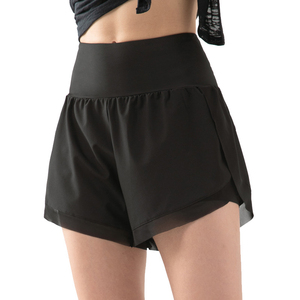 Shorts Deportivos de Cintura Alta para Mujer, Secado Rápido, 100% Algodón, Color Sólido, para Yoga, Fitness y Gimnasio - Product Image 1
