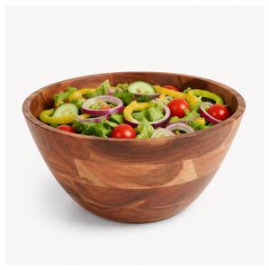 Bol à salade en bois naturel écologique fait main, bol à mélanger rond en bois massif pour fruits et collations, vente en gros, logo personnalisé - Product Image 6