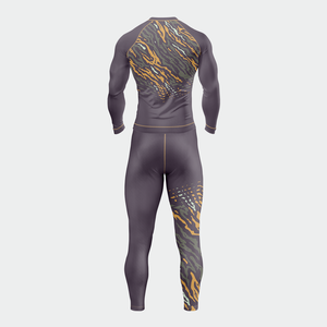 Ensemble de sport 2 pièces pour homme, personnalisé en gros, avec Rashguard à manches longues et collants imprimés, pour la course et la gym, OEM - Product Image 4