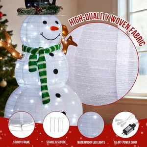 Decorazioni Natalizie da Esterno Pre-Illuminate 4FT, 120 LED Bianchi, Pupazzo di Neve e Scoiattolo Gonfiabili Luminosi per le Festività - Product Image 5