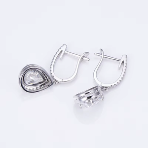 Pendientes Clásicos de Cristal con Corte de Pera y Engaste de Bisel, Joyería para Uso Diario de Mujer - Product Image 1