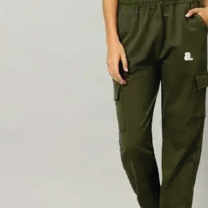 Pantalones Cargo para Mujer, Color Sólido, Lona, Cintura Media, Cintura Elástica, Largos, Casuales, con Bolsillos, Corte Regular - Product Image 2