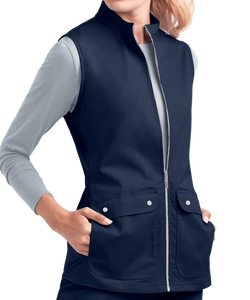 เสื้อสครับพยาบาลผู้หญิงแบบสั่งทำพิเศษ ผ้าถักผสมสแปนเด็กซ์ ชุดยูนิฟอร์มทางการแพทย์แบบเสื้อกั๊ก มีกระเป๋า รับผลิตแบบ OEM ชุดทำงานโรงพยาบาล คุณภาพสูง - Product Image 3