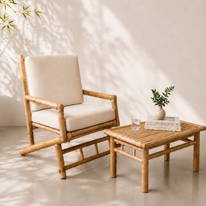 Sillón de Bambú Hecho a Mano con Cojines y Respaldo, Listo para Armar, Silla de Descanso Natural para Sala de Estar, Hotel, Resort, Muebles - Product Image 3