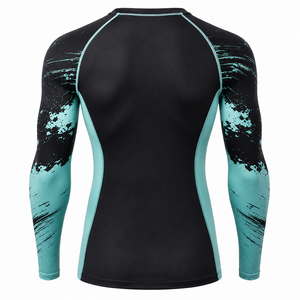 เสื้อรัดกล้ามเนื้อสำหรับออกกำลังกาย MMA BJJ สำหรับผู้ใหญ่ ยูนิเซ็กซ์ ผ้าสแปนเด็กซ์/คอตตอน แขนยาว ย้อมสีแบบ Garment Dyed พิมพ์ลายด้วยความร้อน ป้องกันรังสียูวี UPF50+ - Product Image 2