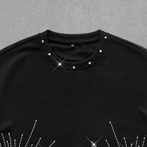 Camiseta Personalizada con Pedrería para Hombre – 100% Algodón, Corte Holgado, Manga Corta, Unisex, Estilo Urbano - Product Image 5