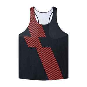 Débardeur sans manches pour homme, motif géométrique, col rond, respirant, style sportif, marron beige, impression par sublimation - Product Image 2