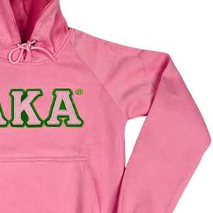 Sweat à capuche rose premium AKA pour femme, broderie lettres grecques, pull en molleton doux, décontracté, élégant et confortable - Product Image 3