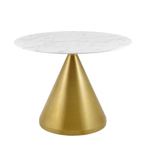 Handcrafted Modern Coffee <b>Table</b> with Natural <b>Stone</b> Marble <b>Top</b> and Geometric Metal Base for Designer Interior Projects - Product Image 1
