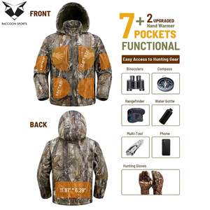 เสื้อแจ็คเก็ตสำหรับล่าสัตว์ Raccoon Sports รุ่น Heavy Duty Premium ป้องกันลม พิมพ์ลายต้นไม้ในป่าฤดูใบไม้ร่วง สำหรับผู้ชาย พร้อมโลโก้แบบกำหนดเอง - Product Image 4