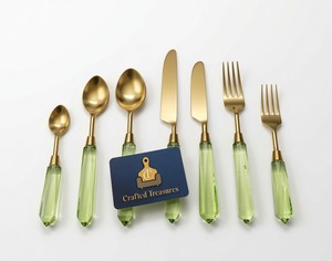 Creative Design Flatware Set With <b>Acrylic</b> Handles Gold Plated 18/8 Stainless Steel For Wedding Tableware Dinnerware Utensil Set - Product Image 4