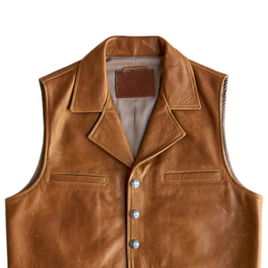 Latest Design Custom Made Men Leather Vest Jacket For Men New Design Winter Men's Clothing Leather Vest Jacket - Product Image 4