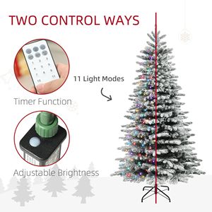Albero di Natale Pre-Illuminato da 6,5 Piedi, Artificiale con Effetto Neve, 400 Luci LED e 990 Punte di Rami, Decorazioni Natalizie Verdi - Product Image 5