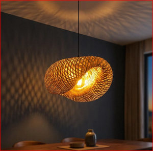 โคมไฟระย้าทรงระฆัง ALFA LAMP โคมไฟระย้าขนาดใหญ่ โคมไฟแขวนไม้ไผ่ โคมไฟเพดานทรงกลม หลอดไฟ LED - Product Image 6
