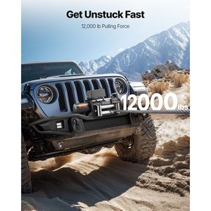 Verricello Elettrico 12V DC con Cavo in Acciaio 7/20 X 85 ft, Capacità di Carico 12000 Libbre, Controllo Remoto Wireless e Cablato per Camion - Product Image 2