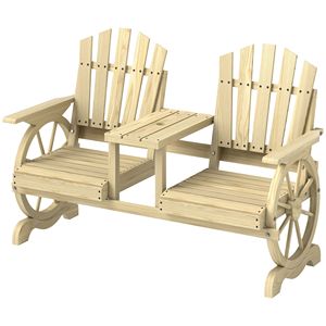 Panca in Legno con Schienale Alto e Braccioli, Foro per Ombrellone, Finitura in Legno Naturale per Cortili di Centri Commerciali - Product Image 1