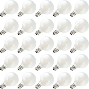 Confezione da 25 lampadine LED G40 di ricambio con attacco a vite E12, lampadine a globo satinato infrangibili per luci a stringa per interni ed esterni - Product Image 1