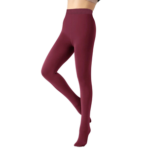 Leggings thermiques de qualité supérieure pour femmes, couleur bordeaux, taille élastique, effet amincissant, collants épais pour femmes - Product Image 4