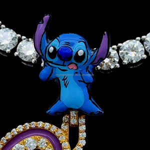 Pendentif Moissanite populaire Hip Hop 925 argent Sterling émail glacé lettre pendentif Moissanite personnalisé - Product Image 5