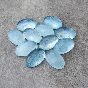 Gema suelta calibrada ovalada grande de cabujón natural Aqua Milky, parte trasera plana para la fabricación de joyas, disponible en todos los tamaños - Product Image 3