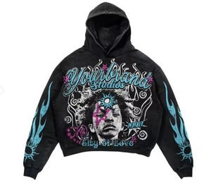 Qyoureclo เสื้อฮู้ดกระเป๋าด้านข้างมีกระเป๋าด้านข้างมีฮู้ดสำหรับผู้ชายมีซิปรูดลายกราฟิกแบบกำหนดเอง - Product Image 1