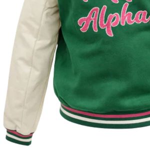 Chaqueta Universitaria para Mujer, Verde y Blanca, Estilo Letterman, Bordada, Informal, para Hermandades, Prenda Griega, Elegante, Tejida y Transpirable - Product Image 5