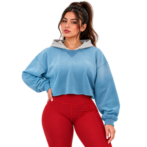 Sudadera Corta Personalizada a la Cintura al por Mayor para Mujer, Marcas de Ropa de Boutique de EE. UU., Suministro de Felpa Francesa - Product Image 3