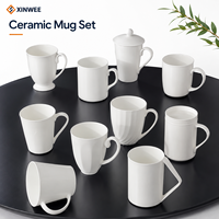 Kit de tasses en céramique personnalisables pour sublimation, vente en gros, pour peinture DIY, anti-fuite, sans danger pour les aliments, avec anse à bord coloré, fournisseur d'usine