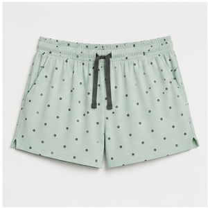Custom Pale Mint Polka Dot Womens Relaxed A-Line Fit Drawstring <b>Lounge</b> <b>Shorts</b> Fluid Modal Jersey - Product Image 1