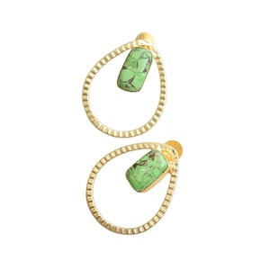 Wholesale Brass Drop Earrings Bulk Genuine Healing <b>Crystal</b> Antique Brass Finish Trendy Statement Piece High Quality Export - Product Image 2