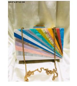 Sac à main de soirée pour femme, pochette de mariée, soirée de mariage, fermeture à rabat, perles, multicolores - Product Image 2