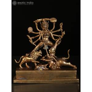8 \ "Estatua de latón de Mahishasura-Mardini Diosa Durga Dhokra Escultura de arte - Product Image 4