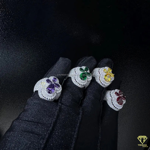 แหวนเพชรโมอิสซาไนต์ลายดอกไม้สุดหรู ชุบทองคำขาว เครื่องประดับแฟชั่น - Product Image 6