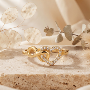 แหวนหัวใจอินฟินิตี้ทองคำ 14k ประดับเพชรพาเว่ แหวนสัญญาสำหรับผู้หญิง แหวนแบบเรียบหรู - Product Image 2