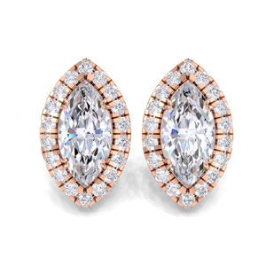 IGI Certified Lab Grown Diamond Marquise Cut Halo Stud <b>Earrings</b> 14K <b>Gold</b> Vintage Halo Diamond Studs - Product Image 4