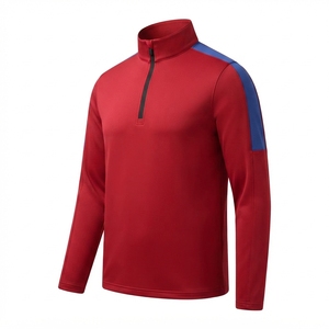 เสื้อแจ็คเก็ตแทร็คแบบซิปครึ่งตัวสำหรับผู้ชาย OEM แบบกำหนดเอง แขนยาว เสื้อสเวตเชิ้ตออกกำลังกาย ระบายอากาศได้ดี เหมาะสำหรับการฝึกซ้อมในยิม วิ่ง และเล่นกีฬา - Product Image 2