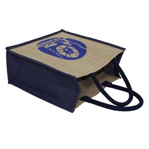 Sac cabas en jute imprimé avec logo personnalisé Sac à provisions réutilisable avec poignée en corde rembourrée Sac promotionnel en toile de jute d'une couleur - Product Image 3