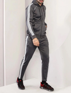 Men Hooded Activewear Tracksuit Zipper <b>Jacket</b> Pants Set Sportswear OEM Supplier - Product Image 5