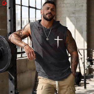 <b>Mens</b> <b>Sleeveless</b> <b>Hoodie</b> Vest Oversized Hooded Tank Top Casual Streetwear Eco-Friendly Breathable Cotton Vintage Fitness Gym - Product Image 3