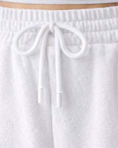 Pantalones Deportivos de Felpa para Mujer, Color Blanco Puro, Pierna Ancha, Cintura Elástica con Cordón, Corte Holgado Informal, Suaves y Cómodos para Estar en Casa - Product Image 5